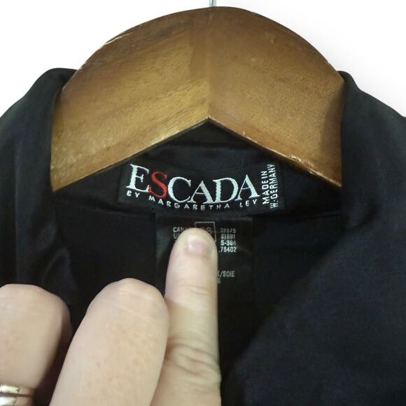 NEW Escada Black Silk Blouse Womens Size 38 US 8 Vintage 80s 90s Luxury Designer - Picture 2 of 12